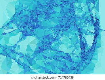 Geometric low polygonal background. Abstract mosaic backdrop in blue color. Design element for book covers, presentations layouts, title backgrounds. Vector clip art.