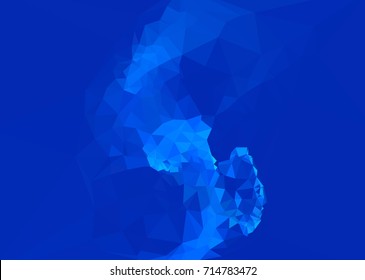 Geometric low polygonal background. Abstract mosaic backdrop in blue color. Design element for book covers, presentations layouts, title backgrounds. Vector clip art.