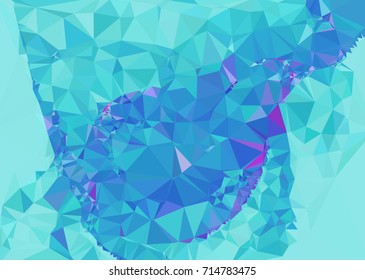 Geometric low polygonal background. Abstract mosaic backdrop in blue color. Design element for book covers, presentations layouts, title backgrounds. Vector clip art.