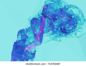 Geometric low polygonal background. Abstract mosaic backdrop in blue color. Design element for book covers, presentations layouts, title backgrounds. Vector clip art.
