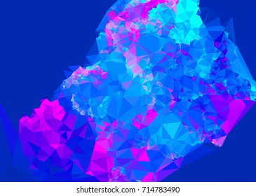 Geometric low polygonal background. Abstract mosaic backdrop in blue color. Design element for book covers, presentations layouts, title backgrounds. Vector clip art.