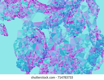 Geometric low polygonal background. Abstract mosaic backdrop in blue color. Design element for book covers, presentations layouts, title backgrounds. Vector clip art.