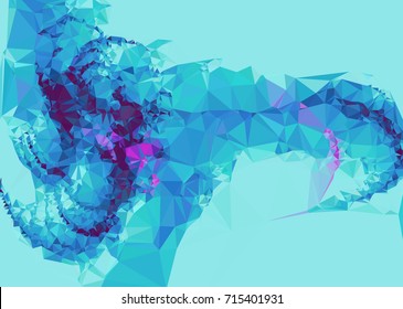 Geometric low polygonal background. Abstract mosaic backdrop in blue color. Design element for book covers, presentations layouts, title backgrounds. Vector clip art.