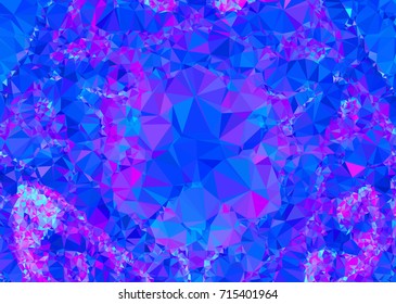 Geometric low polygonal background. Abstract mosaic backdrop in blue color. Design element for book covers, presentations layouts, title backgrounds. Vector clip art.