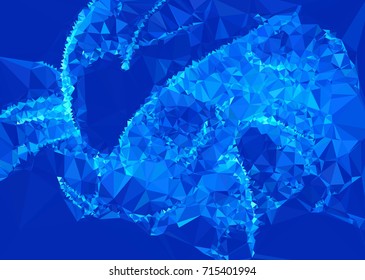 Geometric low polygonal background. Abstract mosaic backdrop in blue color. Design element for book covers, presentations layouts, title backgrounds. Vector clip art.