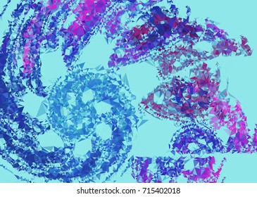 Geometric low polygonal background. Abstract mosaic backdrop in blue color. Design element for book covers, presentations layouts, title backgrounds. Vector clip art.