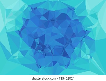 Geometric low polygonal background. Abstract mosaic backdrop in blue color. Design element for book covers, presentations layouts, title backgrounds. Vector clip art.