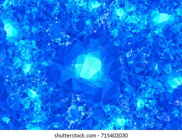 Geometric low polygonal background. Abstract mosaic backdrop in blue color. Design element for book covers, presentations layouts, title backgrounds. Vector clip art.