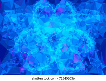 Geometric low polygonal background. Abstract mosaic backdrop in blue color. Design element for book covers, presentations layouts, title backgrounds. Vector clip art.