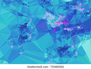 Geometric low polygonal background. Abstract mosaic backdrop in blue color. Design element for book covers, presentations layouts, title backgrounds. Vector clip art.