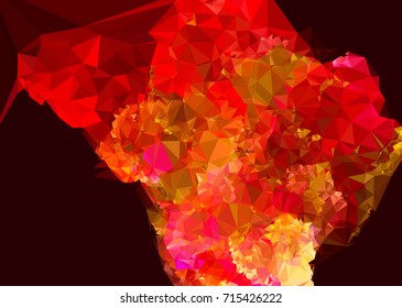 Geometric low polygonal background. Abstract mosaic backdrop in red color. Design element for book covers, presentations layouts, title backgrounds. Vector clip art.