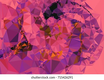 Geometric low polygonal background. Abstract mosaic backdrop in red color. Design element for book covers, presentations layouts, title backgrounds. Vector clip art.