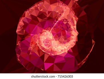 Geometric low polygonal background. Abstract mosaic backdrop in red color. Design element for book covers, presentations layouts, title backgrounds. Vector clip art.