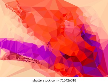 Geometric low polygonal background. Abstract mosaic backdrop in red color. Design element for book covers, presentations layouts, title backgrounds. Vector clip art.