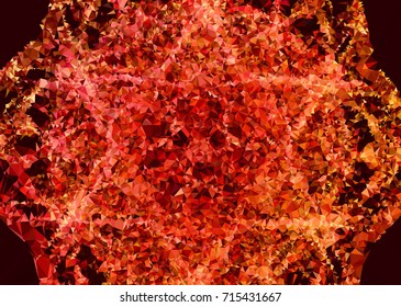 Geometric low polygonal background. Abstract mosaic backdrop in red color. Design element for book covers, presentations layouts, title backgrounds. Vector clip art.