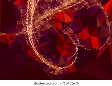 Geometric low polygonal background. Abstract mosaic backdrop in red color. Design element for book covers, presentations layouts, title backgrounds. Vector clip art.