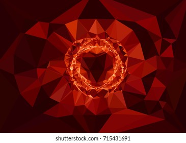 Geometric low polygonal background. Abstract mosaic backdrop in red color. Design element for book covers, presentations layouts, title backgrounds. Vector clip art.