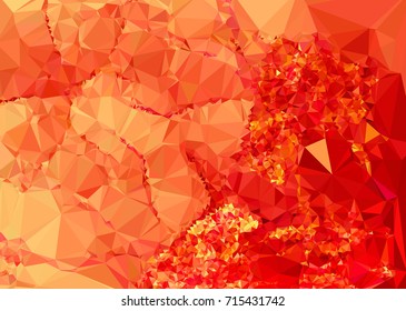 Geometric low polygonal background. Abstract mosaic backdrop in red color. Design element for book covers, presentations layouts, title backgrounds. Vector clip art.