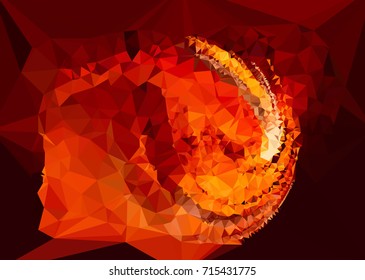 Geometric low polygonal background. Abstract mosaic backdrop in red color. Design element for book covers, presentations layouts, title backgrounds. Vector clip art.