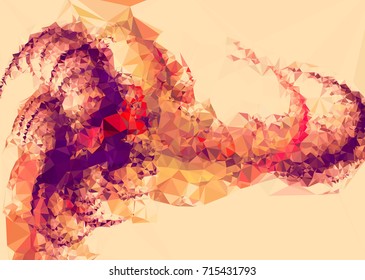 Geometric low polygonal background. Abstract mosaic backdrop in red color. Design element for book covers, presentations layouts, title backgrounds. Vector clip art.