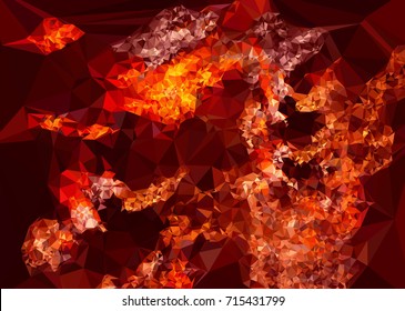 Geometric low polygonal background. Abstract mosaic backdrop in red color. Design element for book covers, presentations layouts, title backgrounds. Vector clip art.