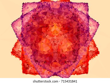 Geometric low polygonal background. Abstract mosaic backdrop in red color. Design element for book covers, presentations layouts, title backgrounds. Vector clip art.