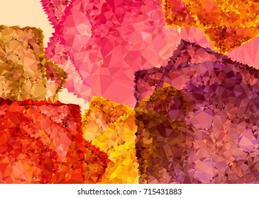 Geometric low polygonal background. Abstract mosaic backdrop in red color. Design element for book covers, presentations layouts, title backgrounds. Vector clip art.