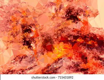 Geometric low polygonal background. Abstract mosaic backdrop in red color. Design element for book covers, presentations layouts, title backgrounds. Vector clip art.