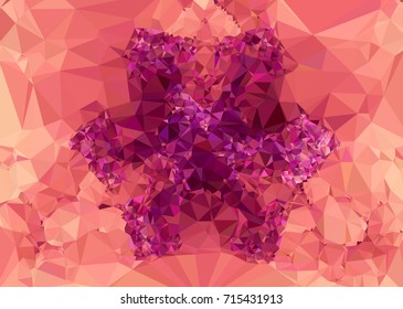 Geometric low polygonal background. Abstract mosaic backdrop in red color. Design element for book covers, presentations layouts, title backgrounds. Vector clip art.