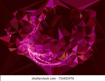 Geometric low polygonal background. Abstract mosaic backdrop in red color. Design element for book covers, presentations layouts, title backgrounds. Vector clip art.