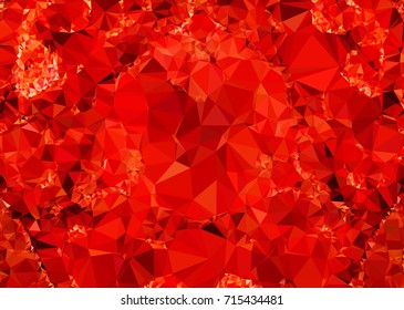 Geometric low polygonal background. Abstract mosaic backdrop in red color. Design element for book covers, presentations layouts, title backgrounds. Vector clip art.