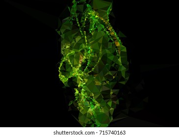 Geometric low polygonal background. Abstract mosaic backdrop in green color. Design element for book covers, presentations layouts, title backgrounds. Vector clip art.
