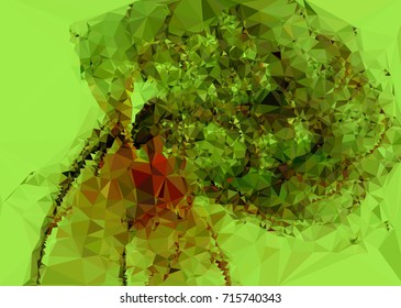 Geometric low polygonal background. Abstract mosaic backdrop in green color. Design element for book covers, presentations layouts, title backgrounds. Vector clip art.