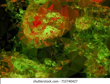 Geometric low polygonal background. Abstract mosaic backdrop in green color. Design element for book covers, presentations layouts, title backgrounds. Vector clip art.