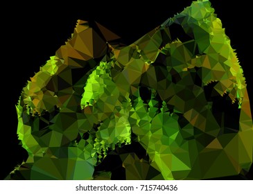 Geometric low polygonal background. Abstract mosaic backdrop in green color. Design element for book covers, presentations layouts, title backgrounds. Vector clip art.