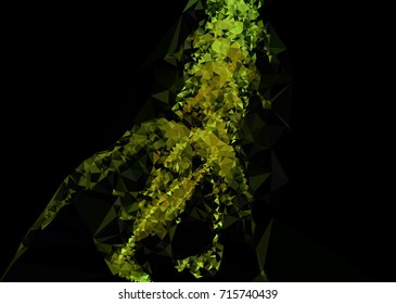 Geometric low polygonal background. Abstract mosaic backdrop in green color. Design element for book covers, presentations layouts, title backgrounds. Vector clip art.