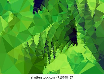 Geometric low polygonal background. Abstract mosaic backdrop in green color. Design element for book covers, presentations layouts, title backgrounds. Vector clip art.