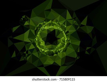 Geometric low polygonal background. Abstract mosaic backdrop in green color. Design element for book covers, presentations layouts, title backgrounds. Vector clip art.