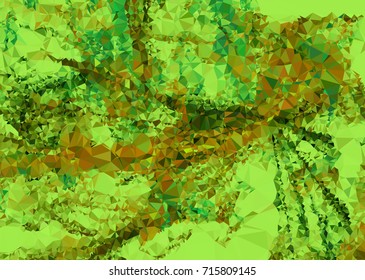 Geometric low polygonal background. Abstract mosaic backdrop in green color. Design element for book covers, presentations layouts, title backgrounds. Vector clip art.