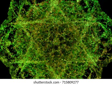 Geometric low polygonal background. Abstract mosaic backdrop in green color. Design element for book covers, presentations layouts, title backgrounds. Vector clip art.