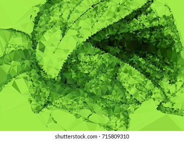 Geometric low polygonal background. Abstract mosaic backdrop in green color. Design element for book covers, presentations layouts, title backgrounds. Vector clip art.