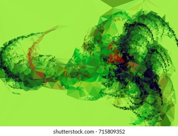 Geometric low polygonal background. Abstract mosaic backdrop in green color. Design element for book covers, presentations layouts, title backgrounds. Vector clip art.