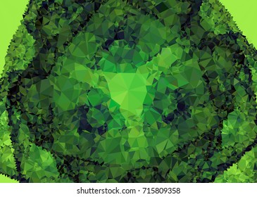Geometric low polygonal background. Abstract mosaic backdrop in green color. Design element for book covers, presentations layouts, title backgrounds. Vector clip art.