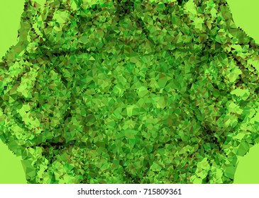 Geometric low polygonal background. Abstract mosaic backdrop in green color. Design element for book covers, presentations layouts, title backgrounds. Vector clip art.