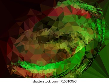 Geometric low polygonal background. Abstract mosaic backdrop in green color. Design element for book covers, presentations layouts, title backgrounds. Vector clip art.