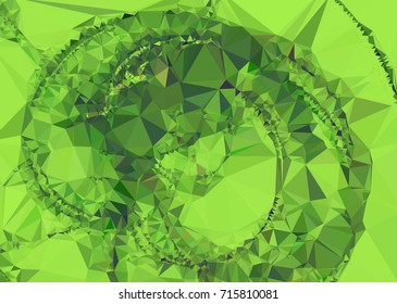 Geometric low polygonal background. Abstract mosaic backdrop in green color. Design element for book covers, presentations layouts, title backgrounds. Vector clip art.