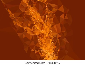 Geometric low polygonal background. Abstract mosaic backdrop in yellow color. Design element for book covers, presentations layouts, title backgrounds. Vector clip art.