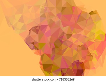 Geometric low polygonal background. Abstract mosaic backdrop in yellow color. Design element for book covers, presentations layouts, title backgrounds. Vector clip art.