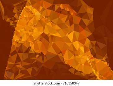 Geometric low polygonal background. Abstract mosaic backdrop in yellow color. Design element for book covers, presentations layouts, title backgrounds. Vector clip art.