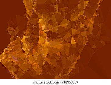 Geometric low polygonal background. Abstract mosaic backdrop in yellow color. Design element for book covers, presentations layouts, title backgrounds. Vector clip art.